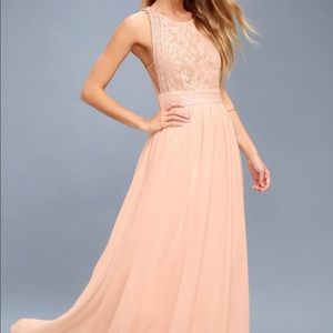 BRAND NEW Lulus Blush Lace Maxi Dress